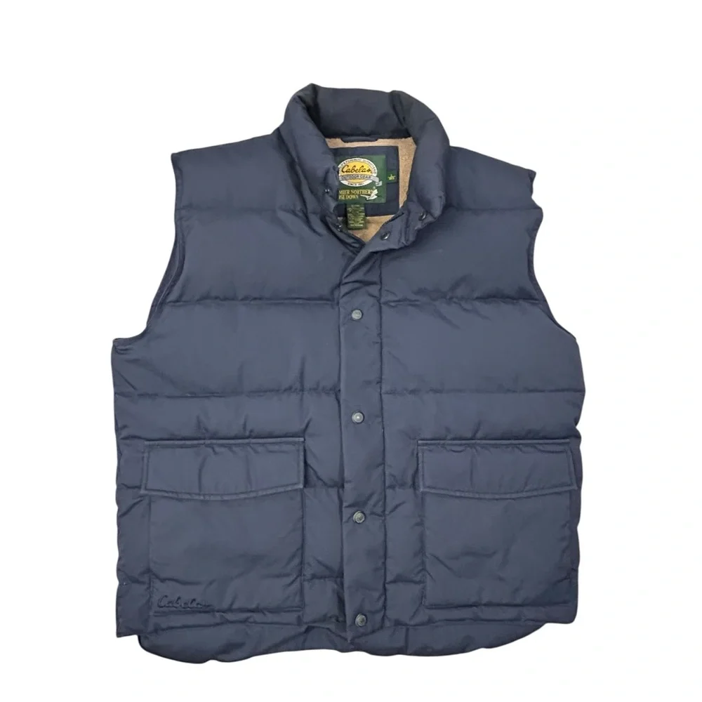 Cabela's Vintage‎ Men's Premier Northern Goosedown Navy Quilted Puffer Vest L